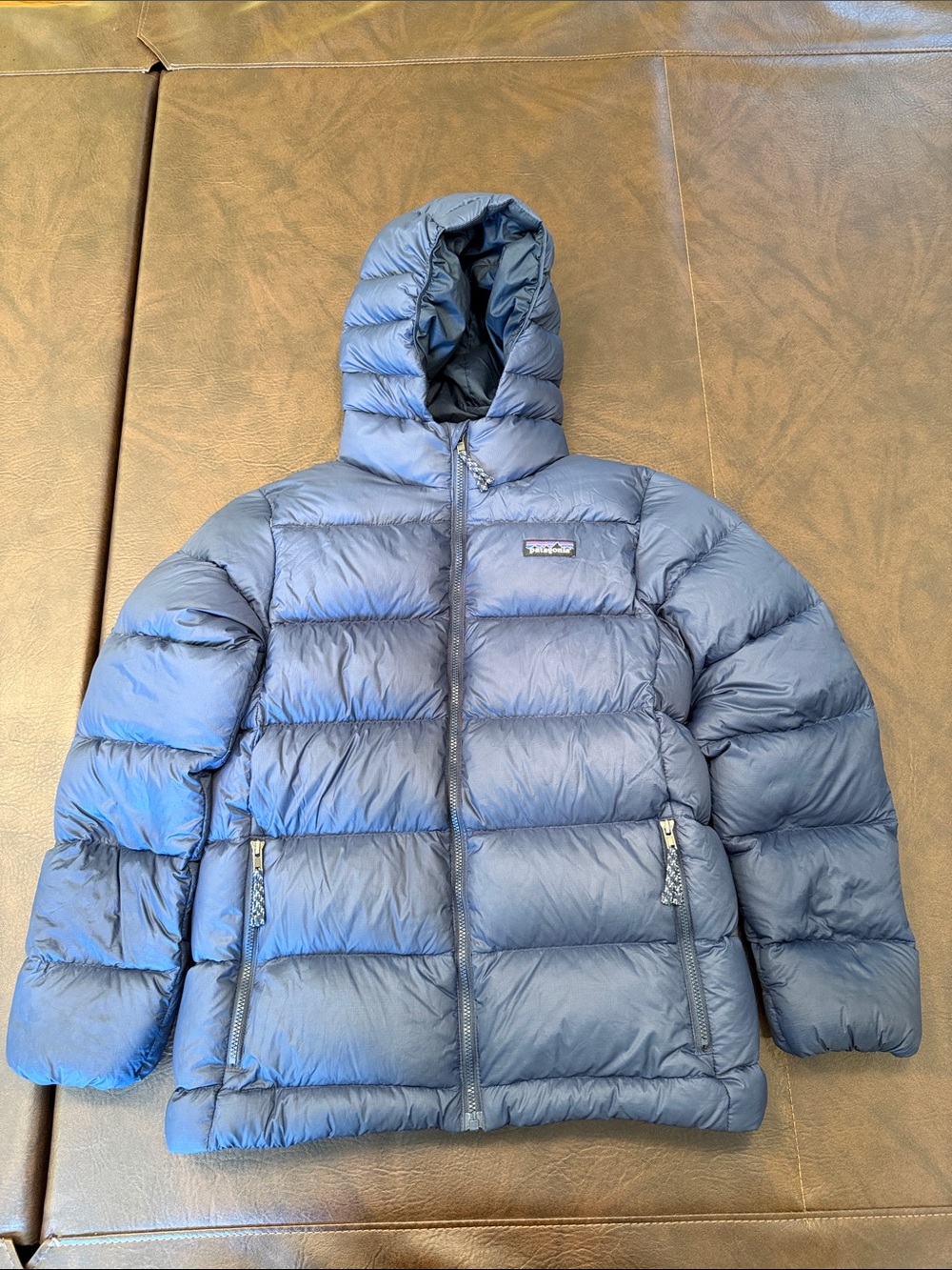 Patagonia Kids Blue Hooded Puffer Jacket